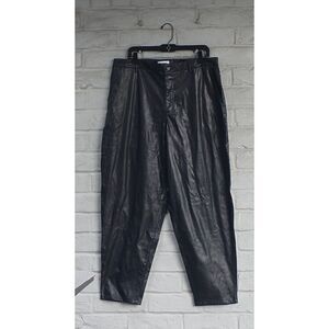 Juicy Couture Black Faux Leather Pants Tapered Trousers Plus Size 14W NWT
